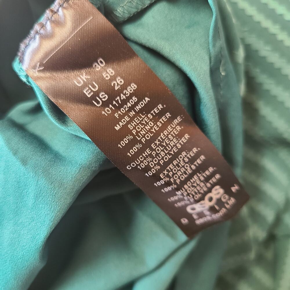 Asos Midi Dress Green Textured Bridesmaid Ruched Curve Boho Pleated NWT 26 - Picture 6 of 6